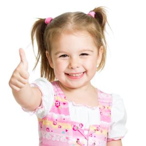 little girl with her thumbs up